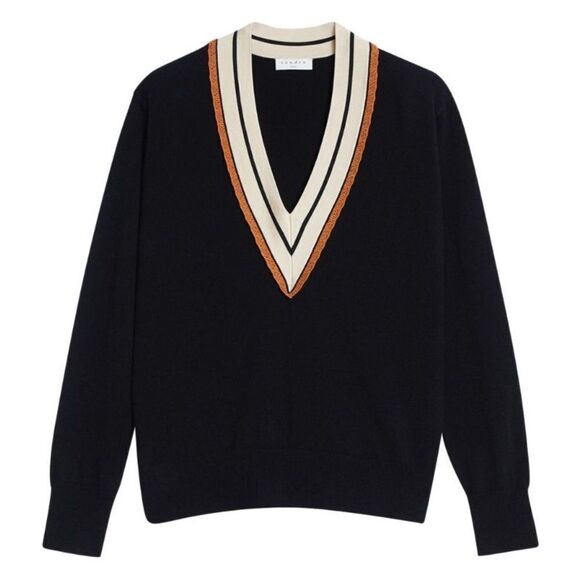 Sandro Colle Wool Cashmere Black Sweater V Neck  Size 2 - Picture 7 of 16